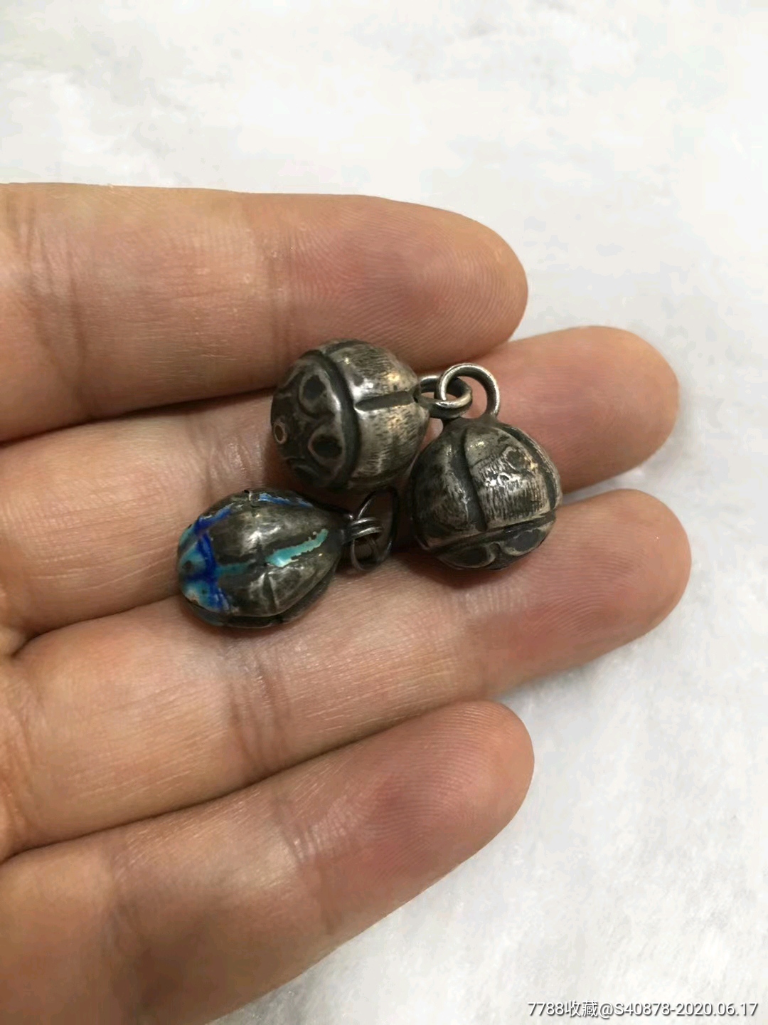 清代老银扣子3颗