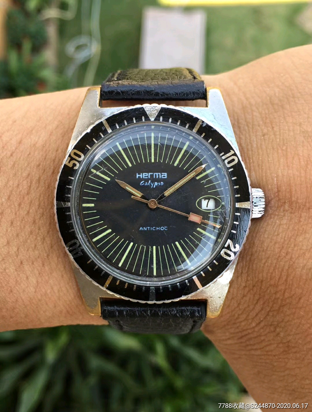 古董计时潜水表手卷表老瑞士手动表老手表古董水鬼