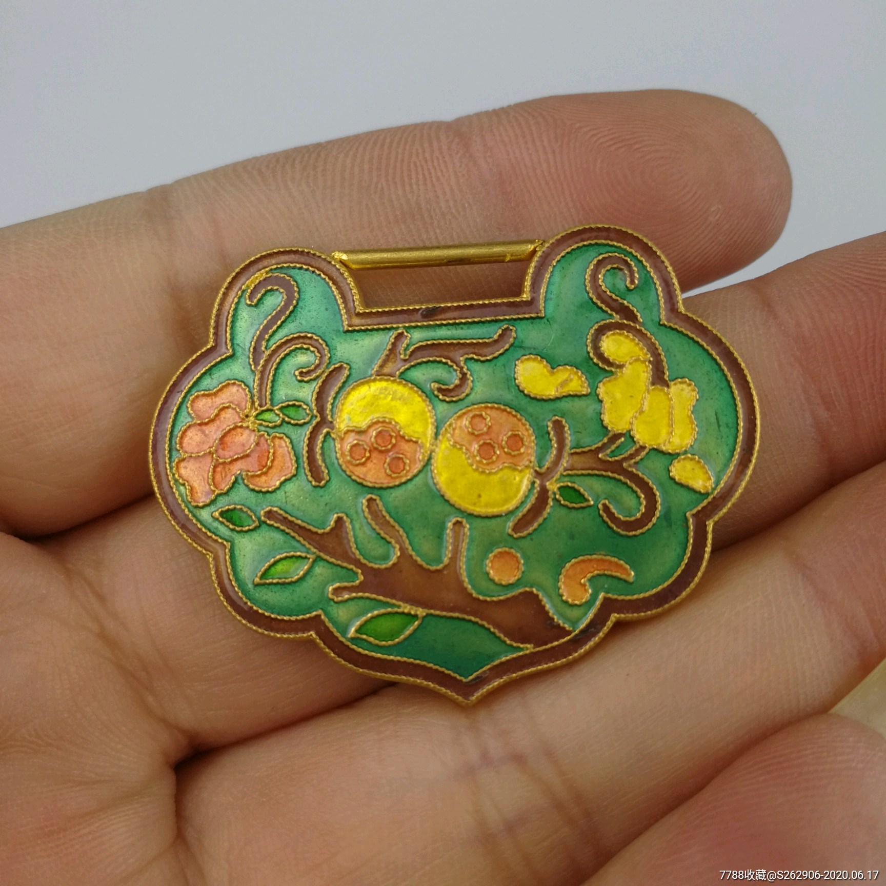 古法烧蓝黄金锁24k足金长命复古锁宝宝锁真金元宝锁