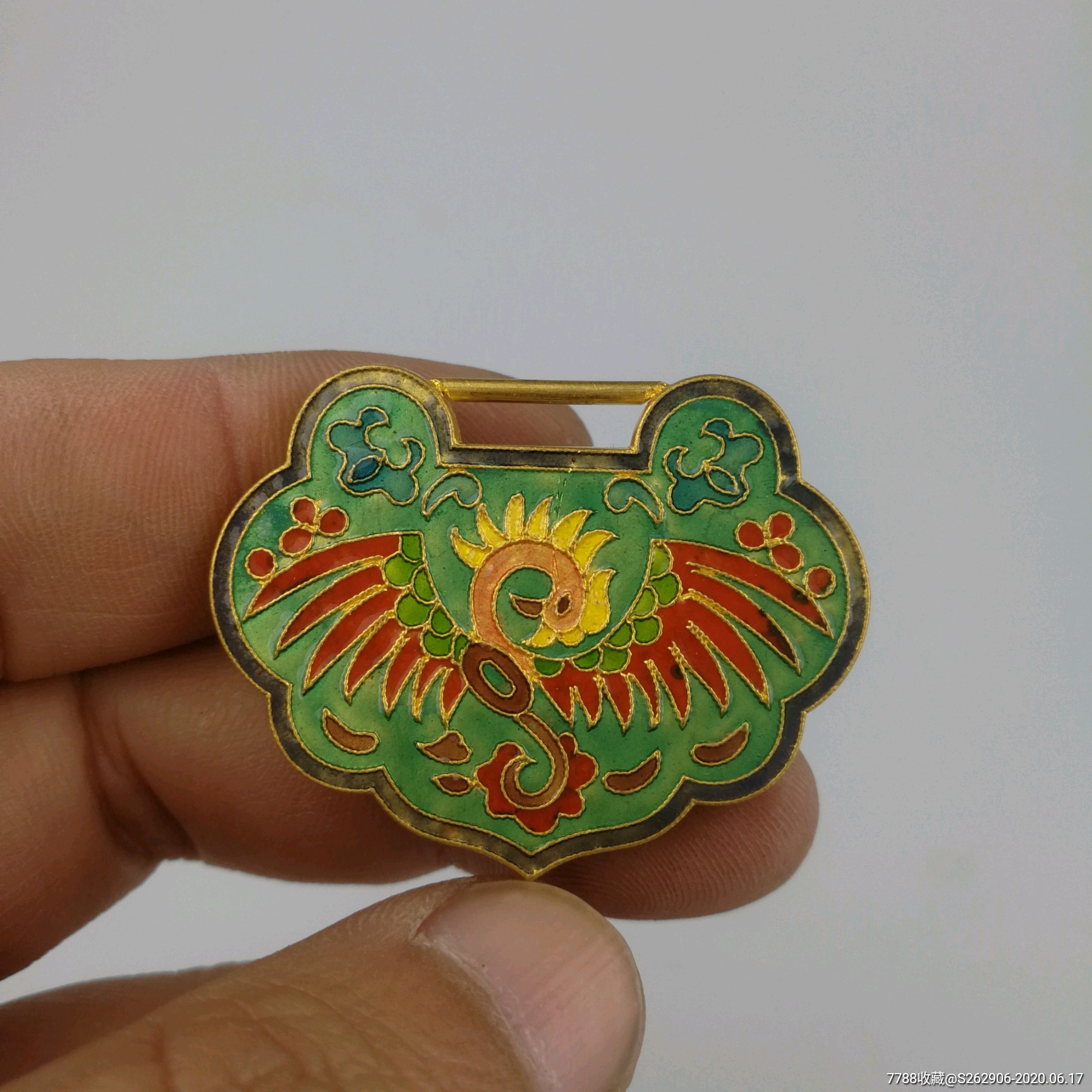 古法烧蓝黄金锁24k足金长命复古锁宝宝锁真金元宝锁高档挂饰很漂亮