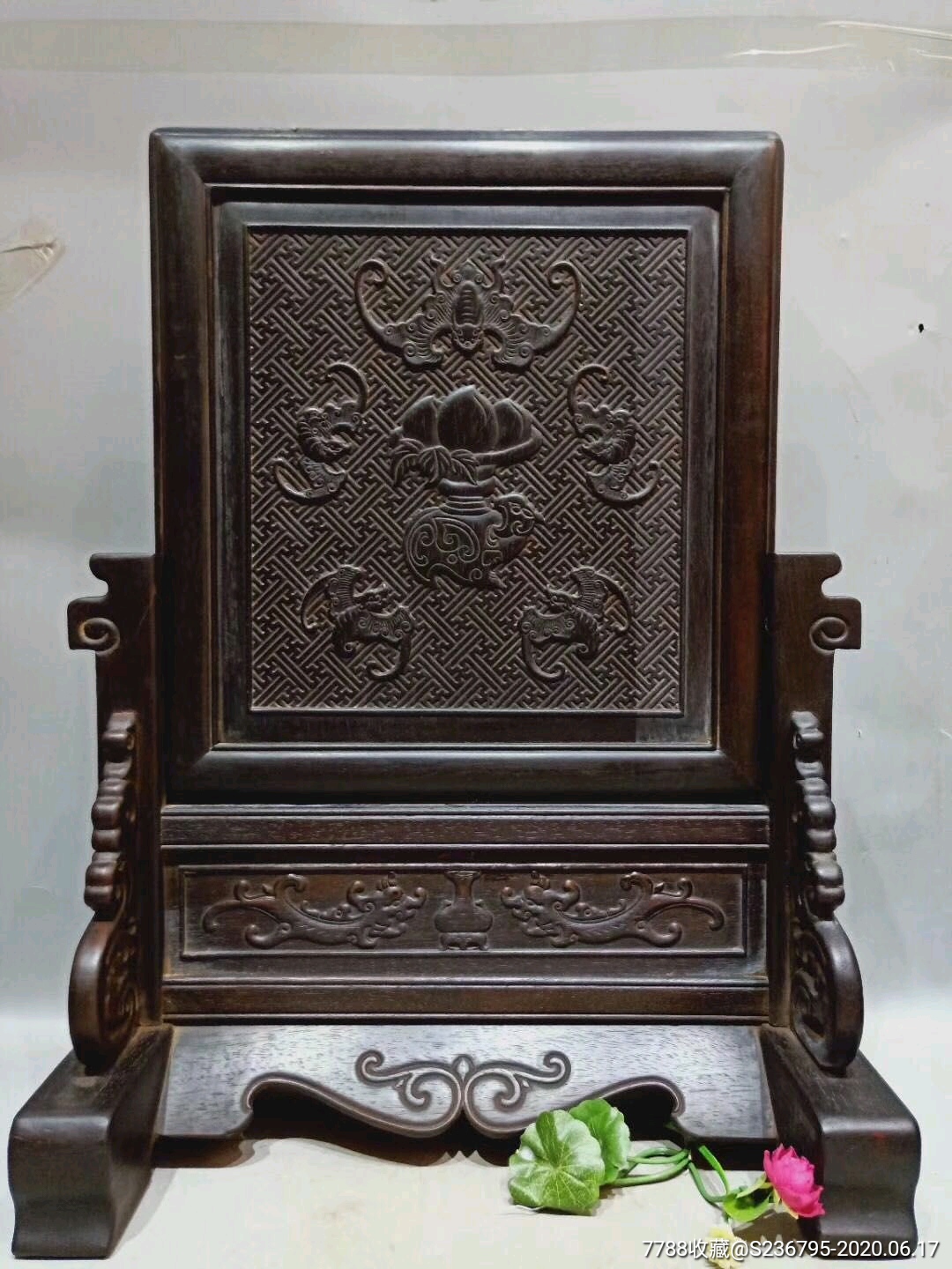 民国时期红木佛插屏一件.-木屏风-7788旧货商城