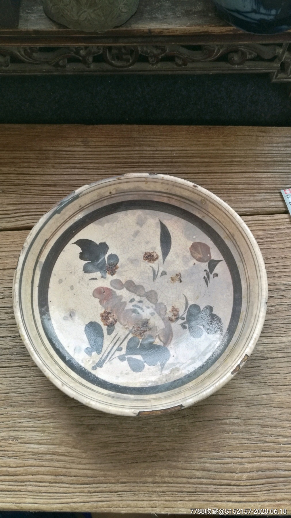 磁州窑花卉大盘-价格:398元-se73762193-花釉/窑变瓷-零售-7788收藏