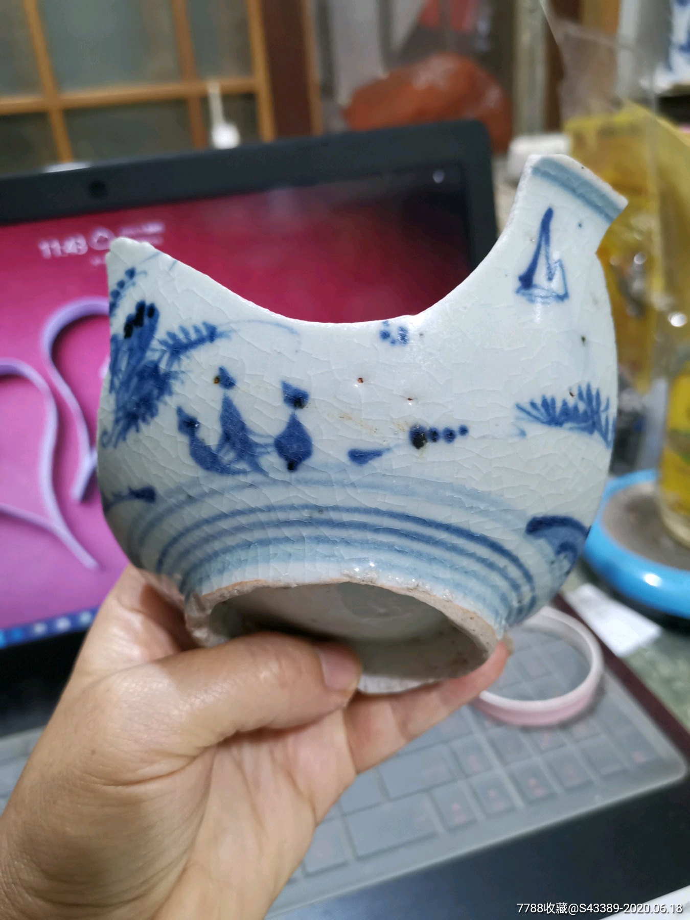 明代仙人乘槎图-瓷片-7788收藏