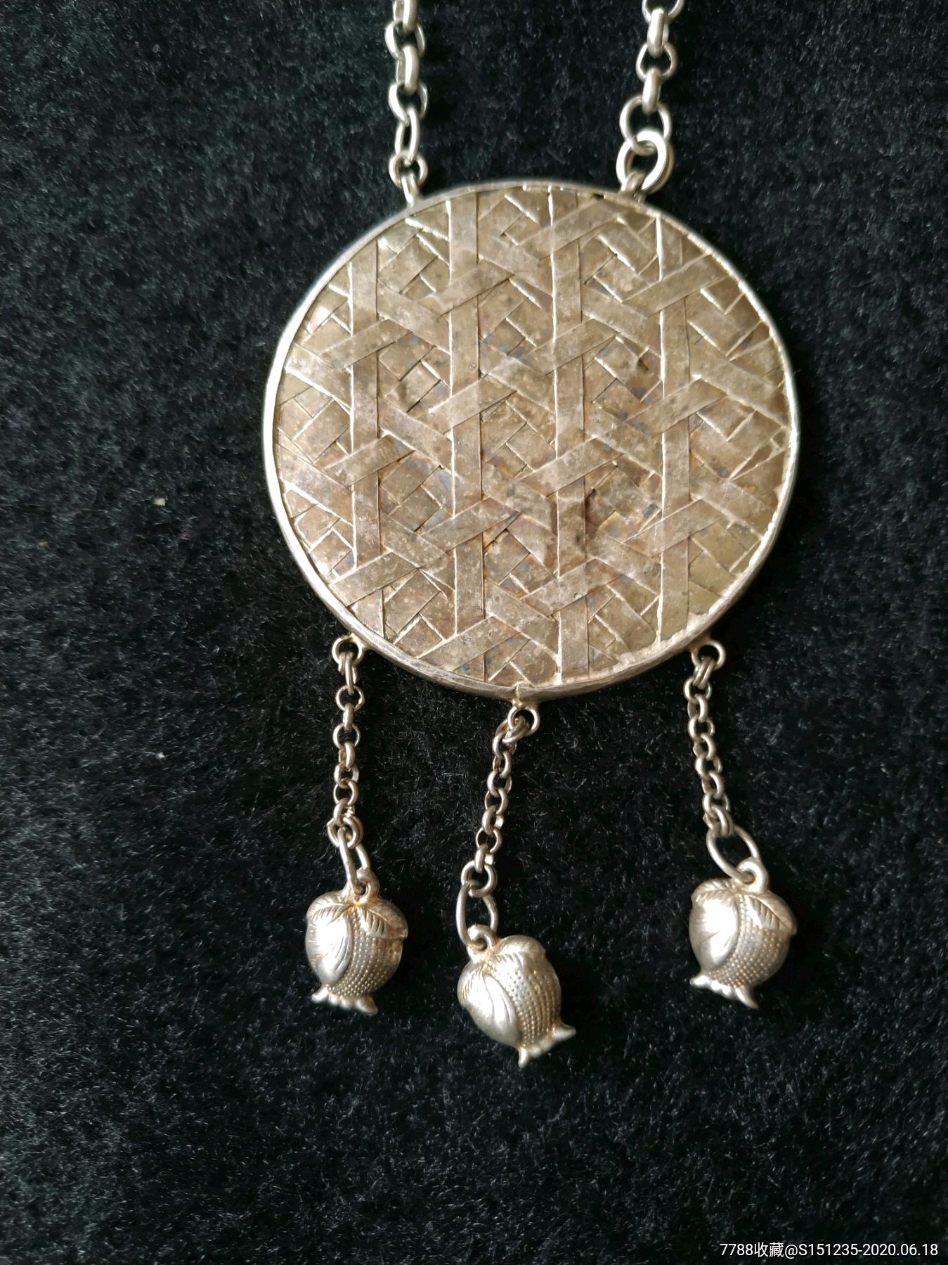 老银挂件抓周盘铃铛完整民国七年细节如图