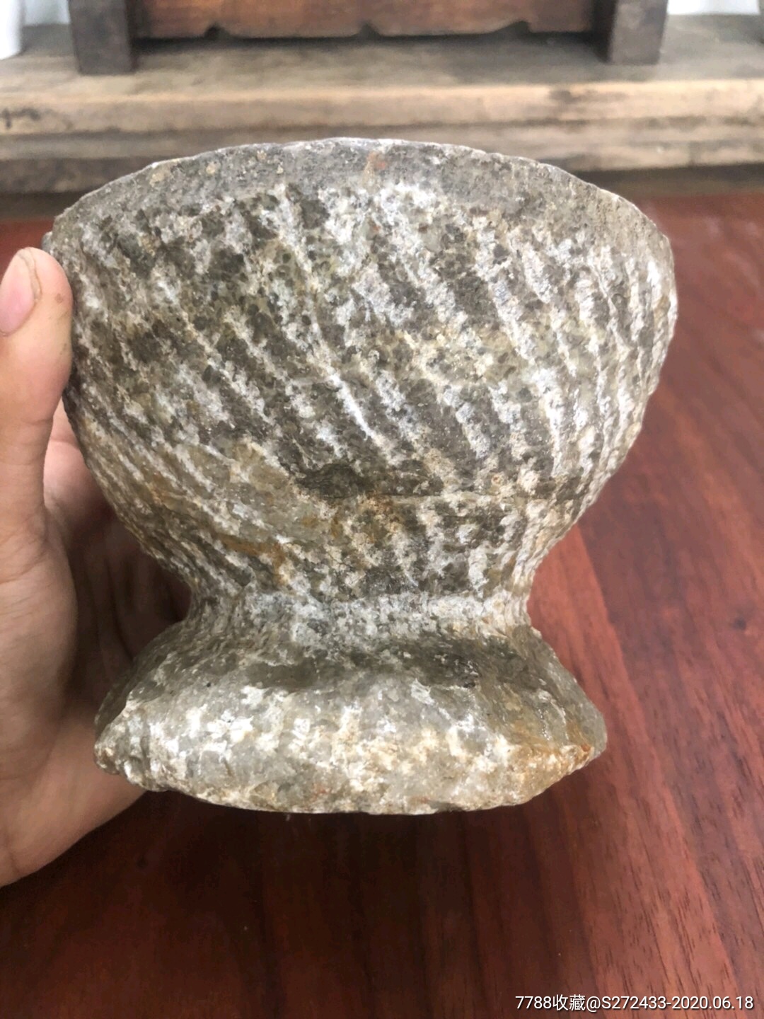 清代青石高足石臼石窝一个品相完好年代久远手工雕刻包浆浑厚有一手工