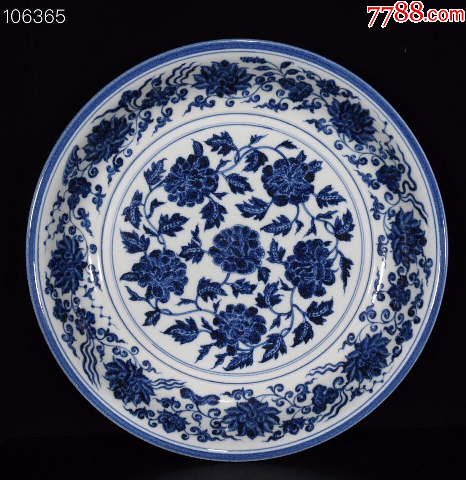青花缠枝牡丹纹盘lmz尺寸8*44.5厘米