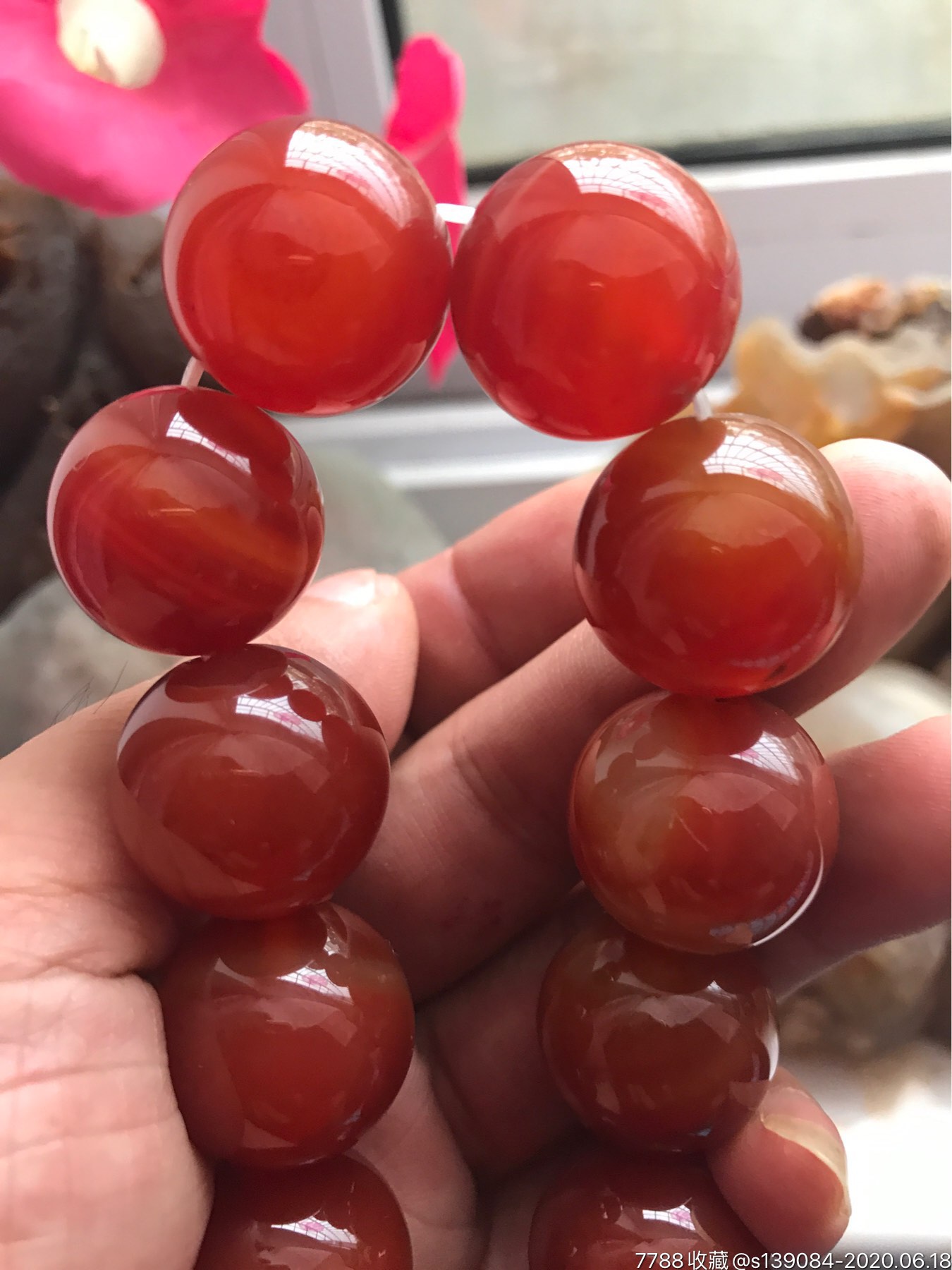 北红玛瑙手串,20mm珠,包真
