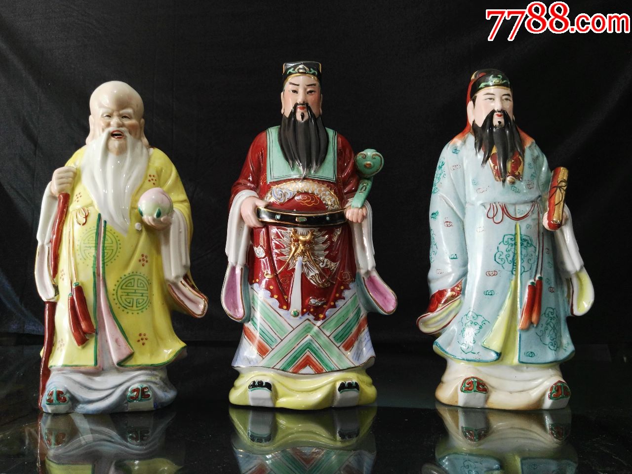 民国三星福禄寿瓷雕像图片