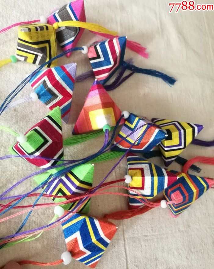 端午彩色丝线粽子传统手工艺品民俗节日辟邪怀旧儿童礼物收藏订制