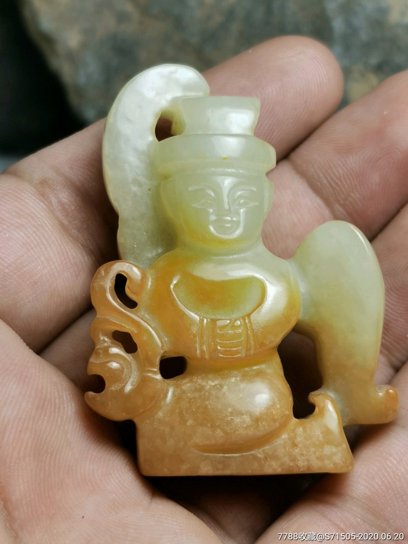 汉代老和田玉人