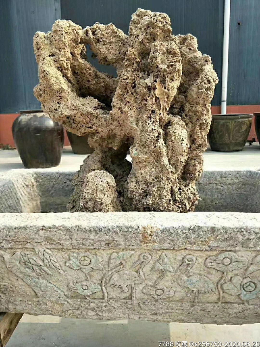 清代青石石槽雕刻精细漂亮带吸水石一套保存完整全品包老