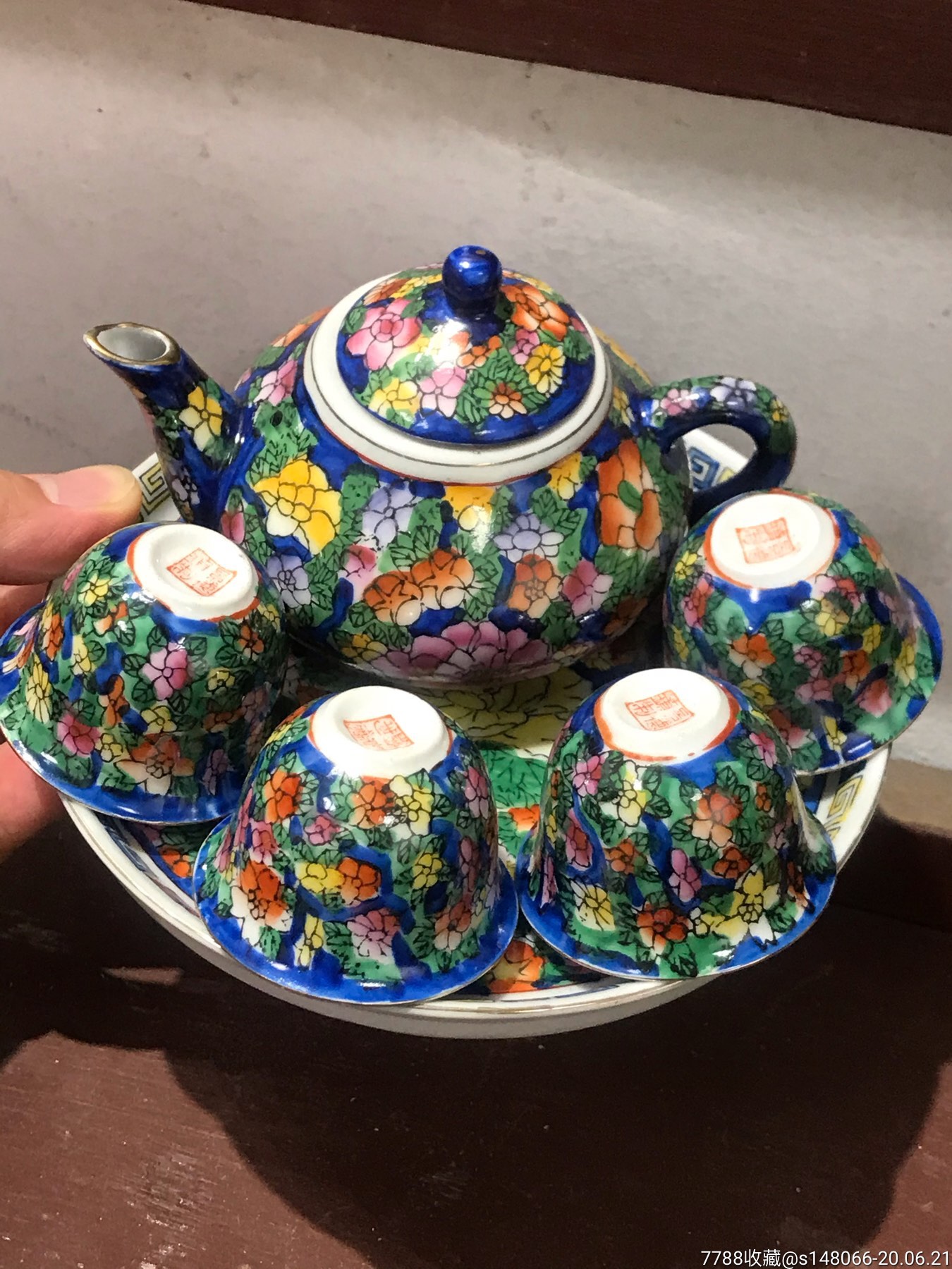 七八十年代出口创汇时期广彩描金百花茶具_第1张_7788陶瓷