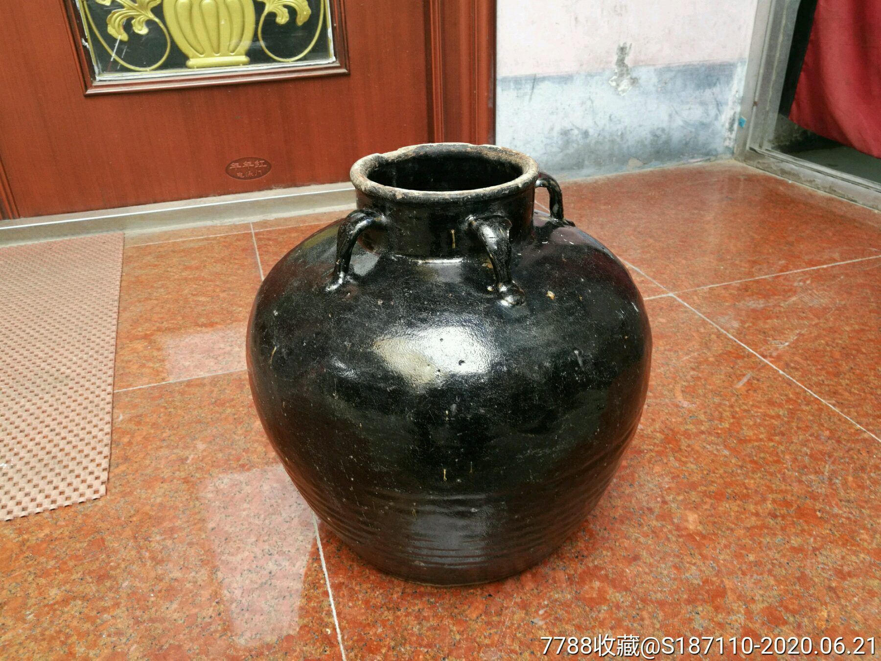 明代磁州窑黑釉四系罐