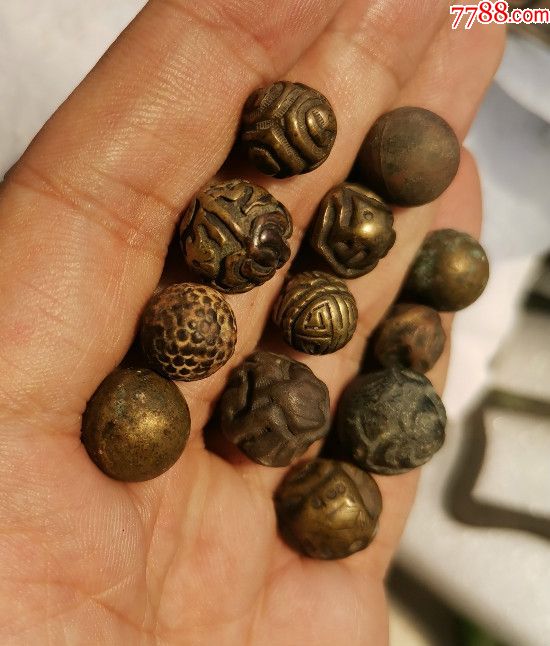 清代球形老铜扣子12种辟邪挂件手串-衣扣/纽扣-7788旧货商城