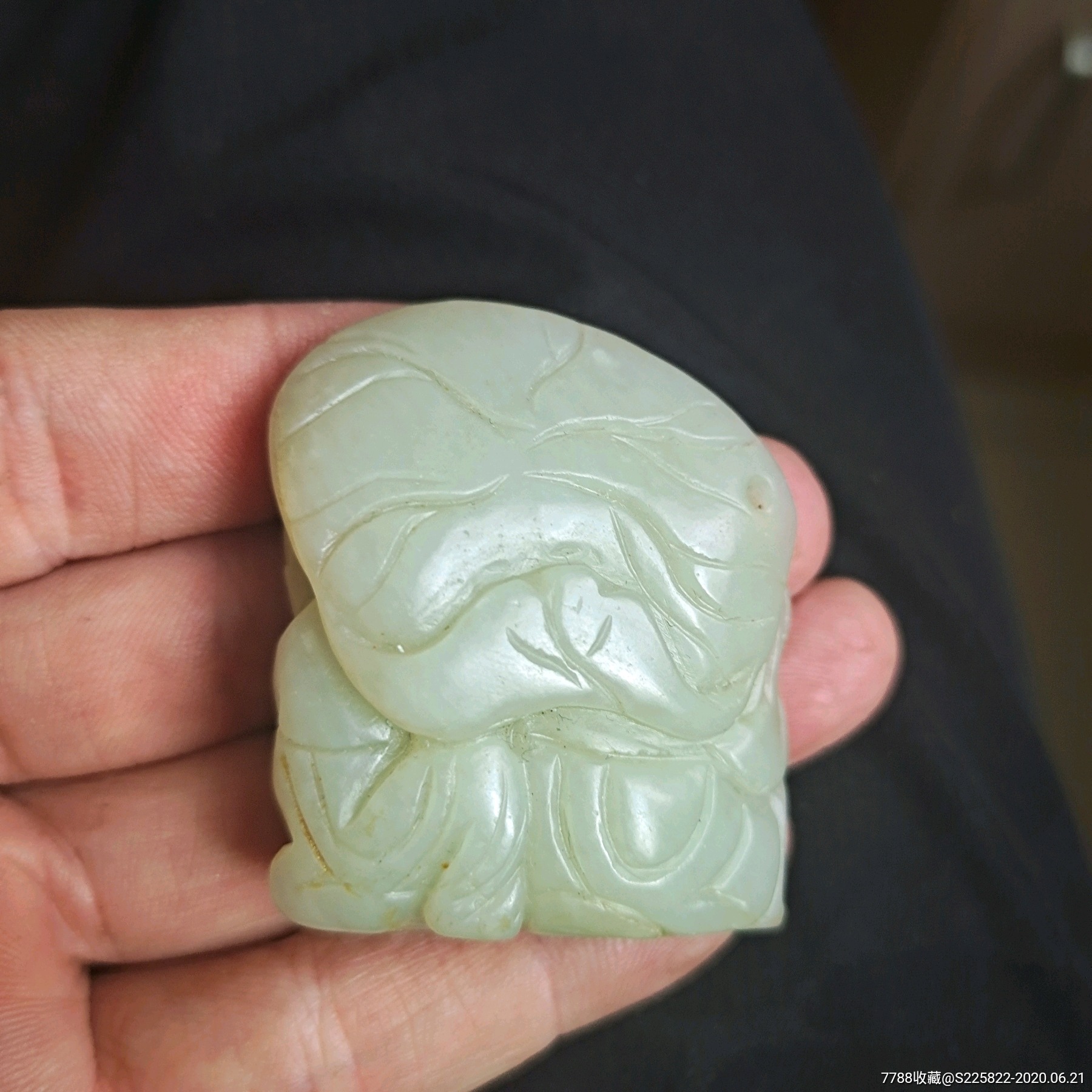 民国和田玉和合二仙玉佩