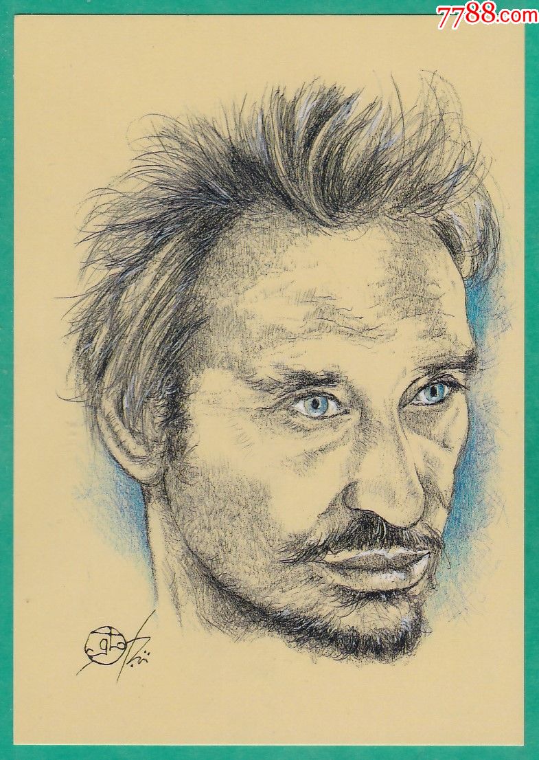 5676_法国2003年【画家乔西硬笔素描_哈里-戴维森造像】明信片