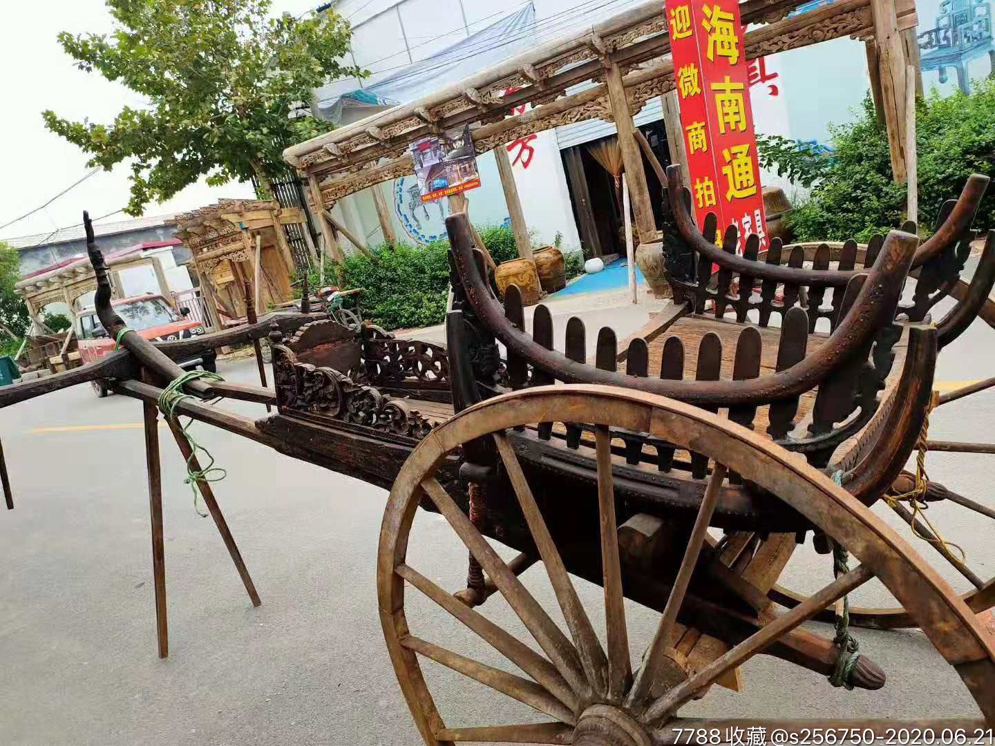 清代.花梨木满雕工双辕双马,贵族车!使用于博物馆,个人收藏.