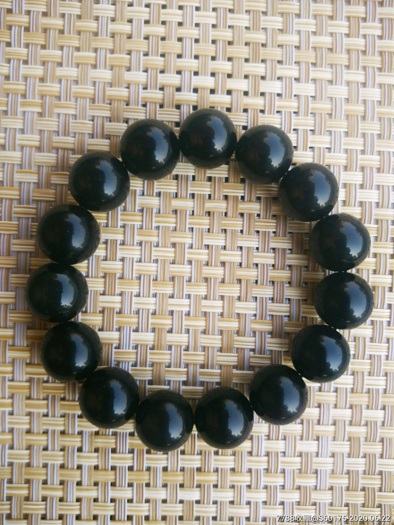 天然黑玛瑙14mm佛珠手串