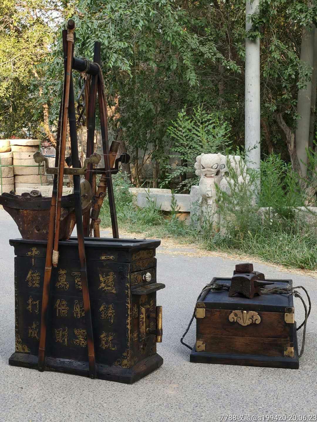 清代银匠挑子一套锻打金银首饰修理各种高档瓷器全品包老