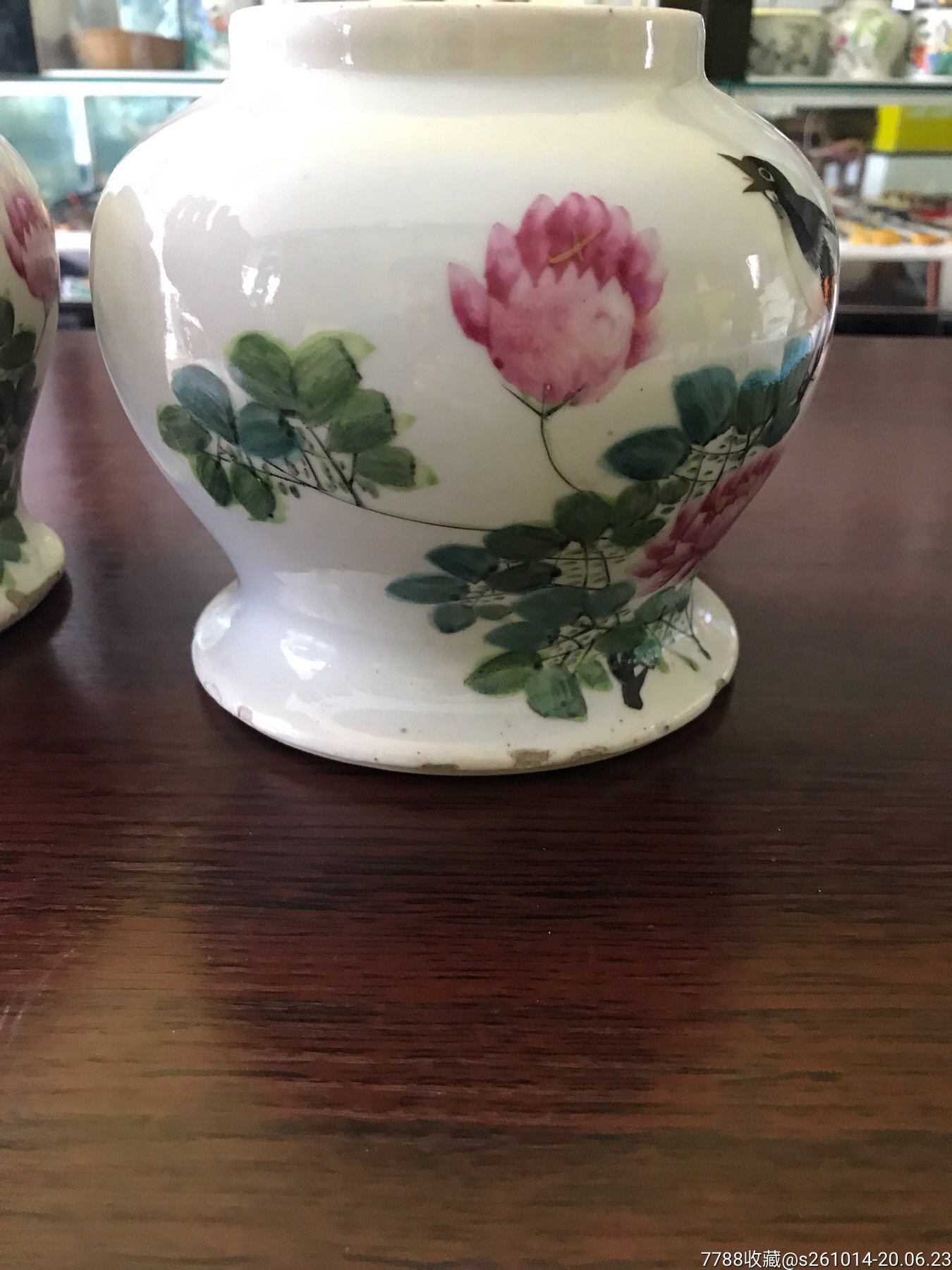 清末民初粉彩将军罐花鸟