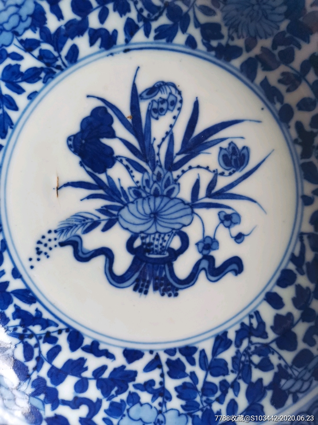 康熙翠毛蓝一束莲盘