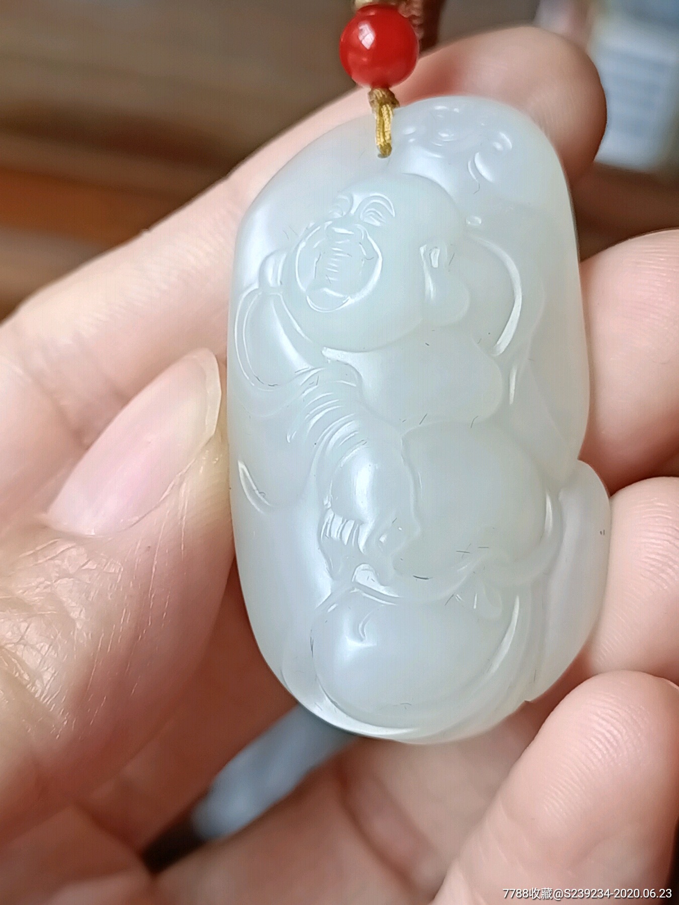 新疆和田白玉籽料弥勒佛挂件二级白