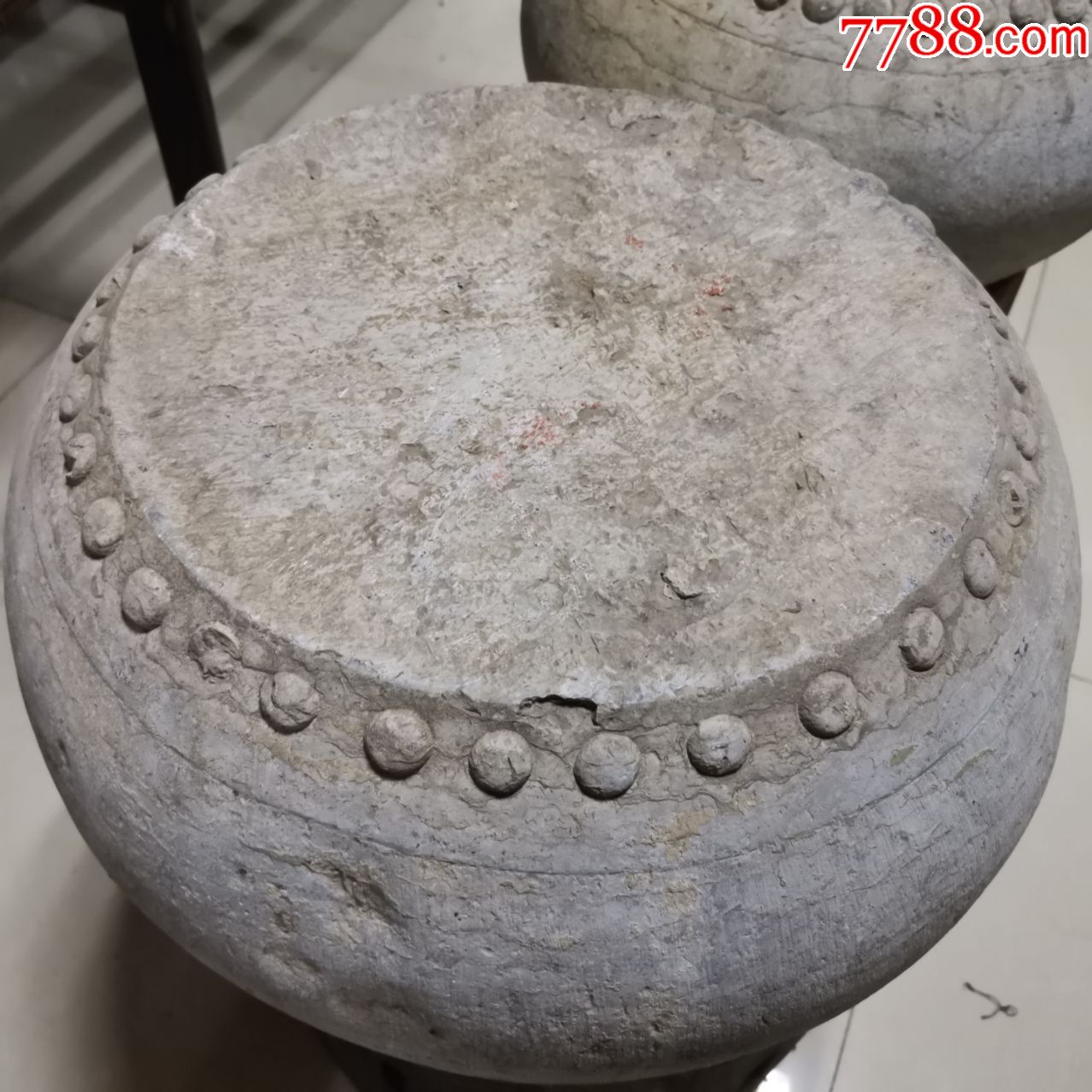 老石雕收藏清代民俗老物件青石石鼓纯手工原抛光鼓丁真品包老摆件