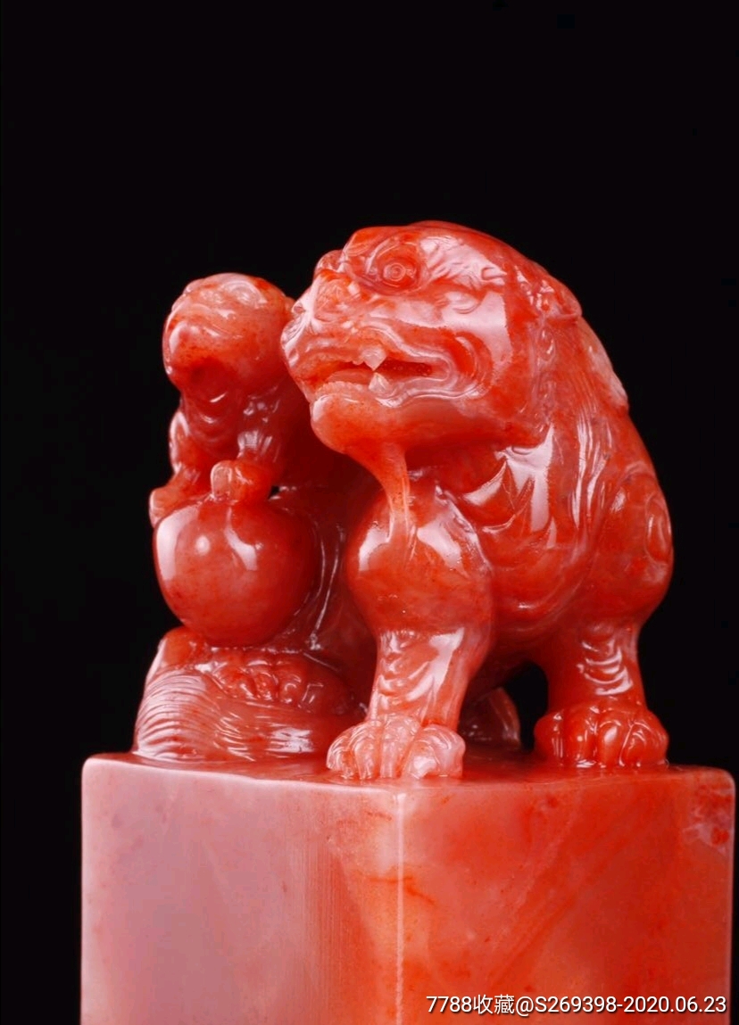 玻璃地朱砂红母子情深大印章