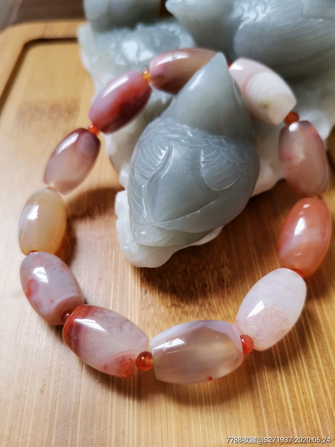 晚清民国时期宝山南红手串颗颗猫眼动丝正宗的宝山南红343克