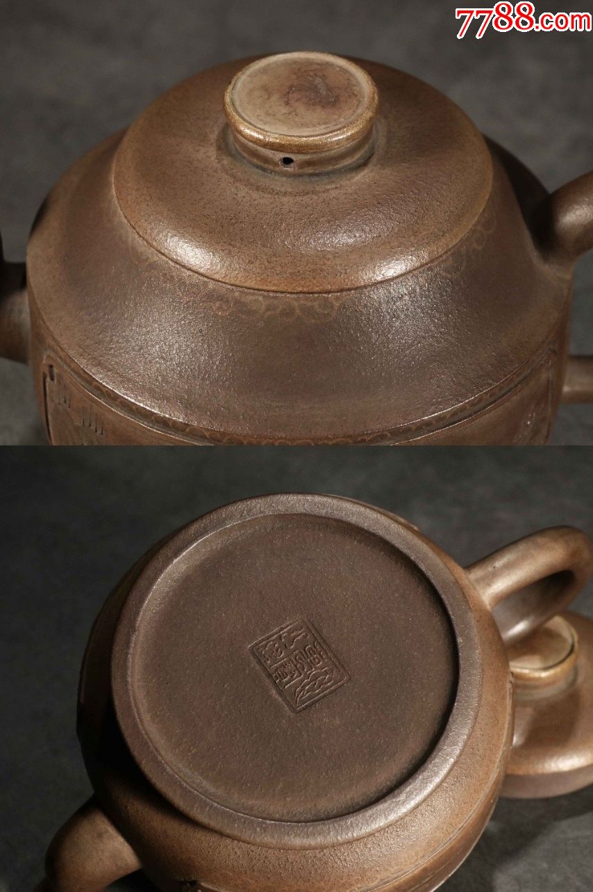 【历代壶艺】【开窗泥绘纹描金宫灯】【款识】万宝-紫砂壶-7788文房