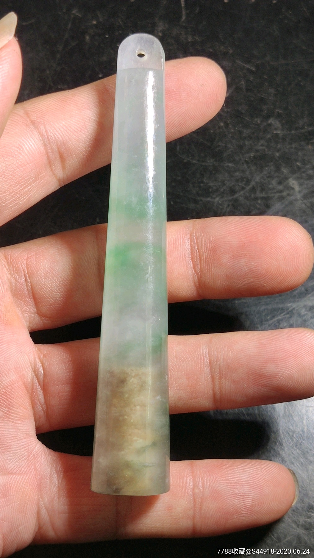 清代翡翠飘花老翎管