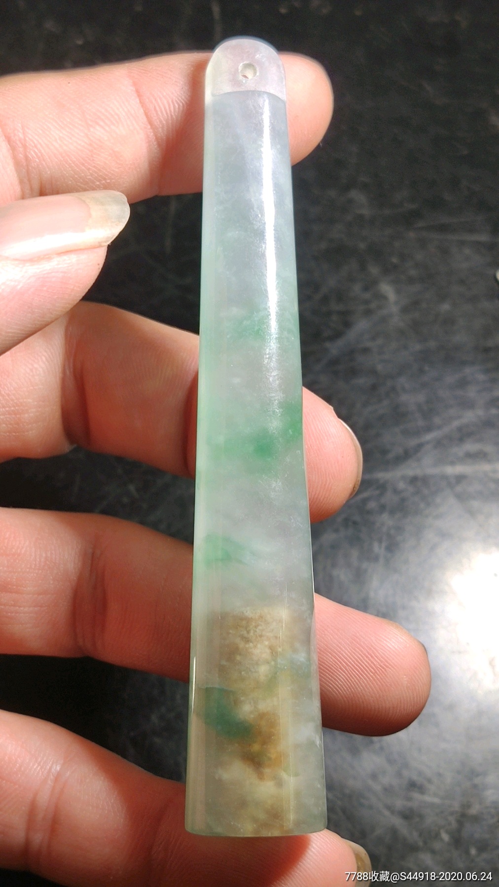 清代翡翠飘花老翎管