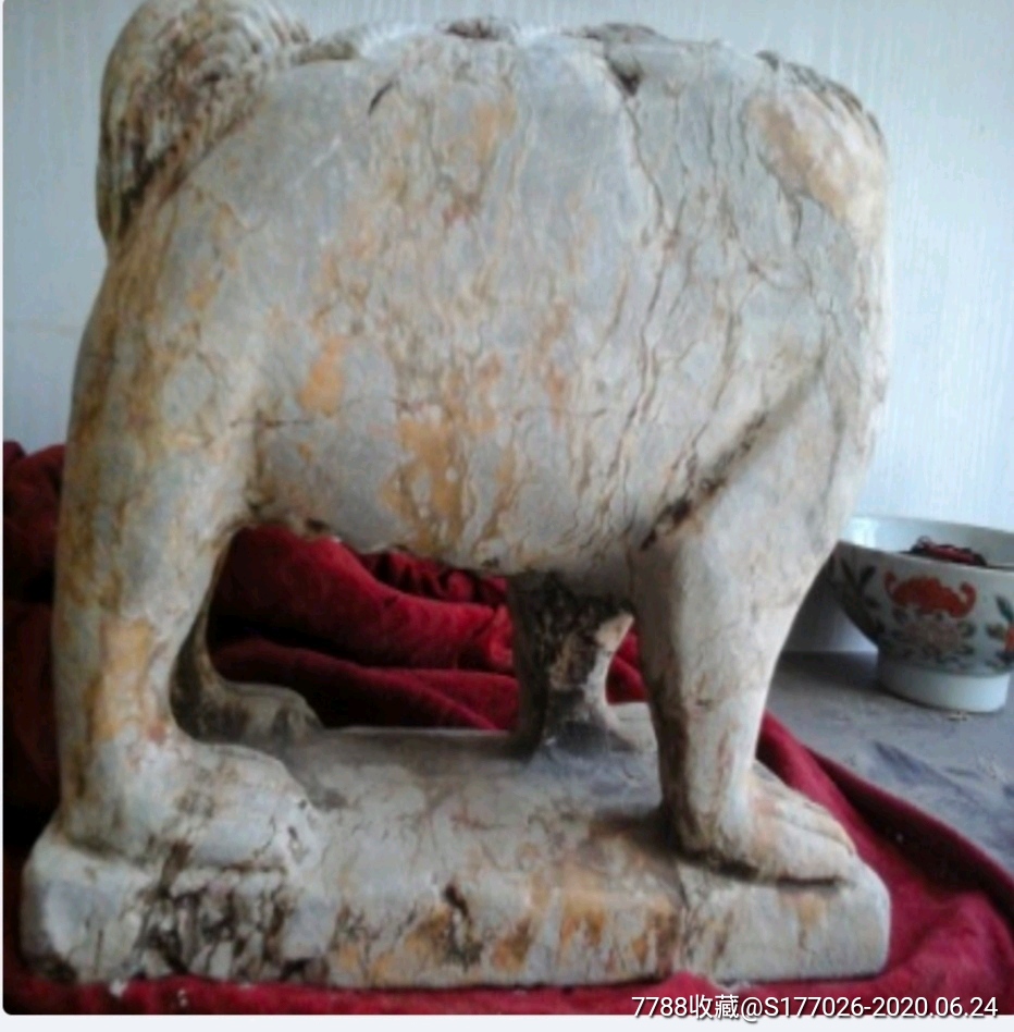 汉代守墓镇宅狮吼石兽一对