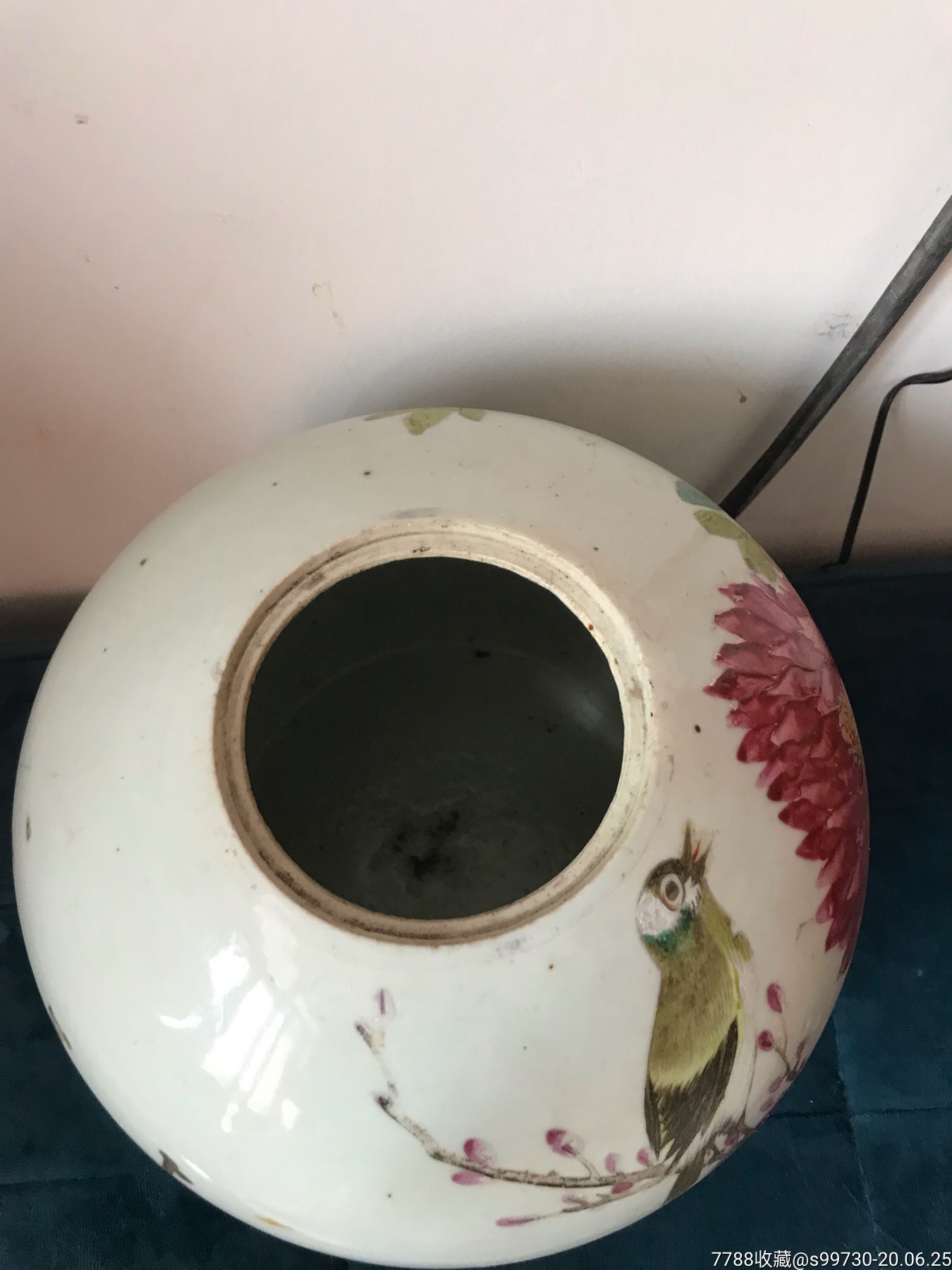 王和太粉彩富贵牡丹花鸟西瓜罐