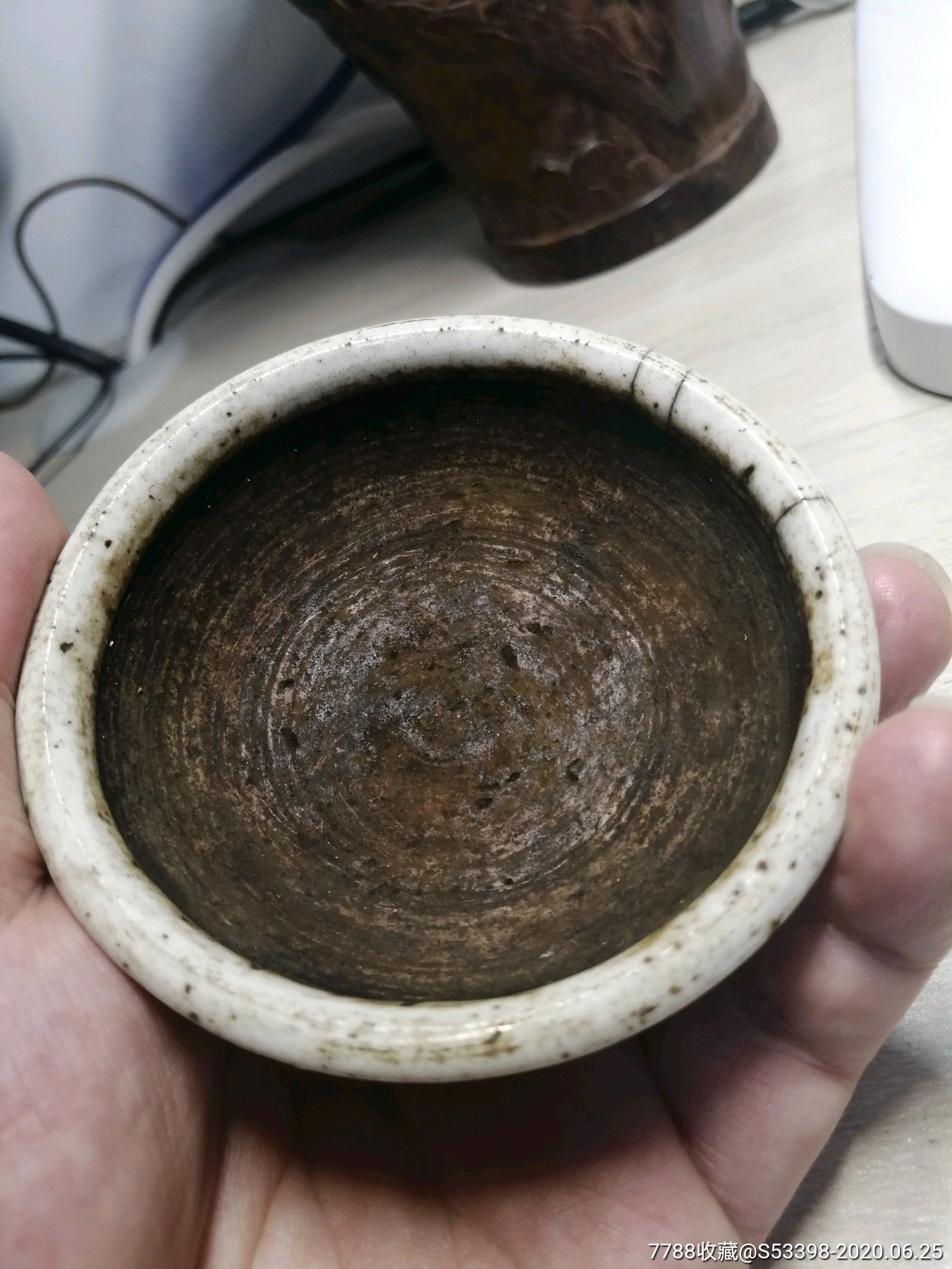 清代青花磨药具药钵