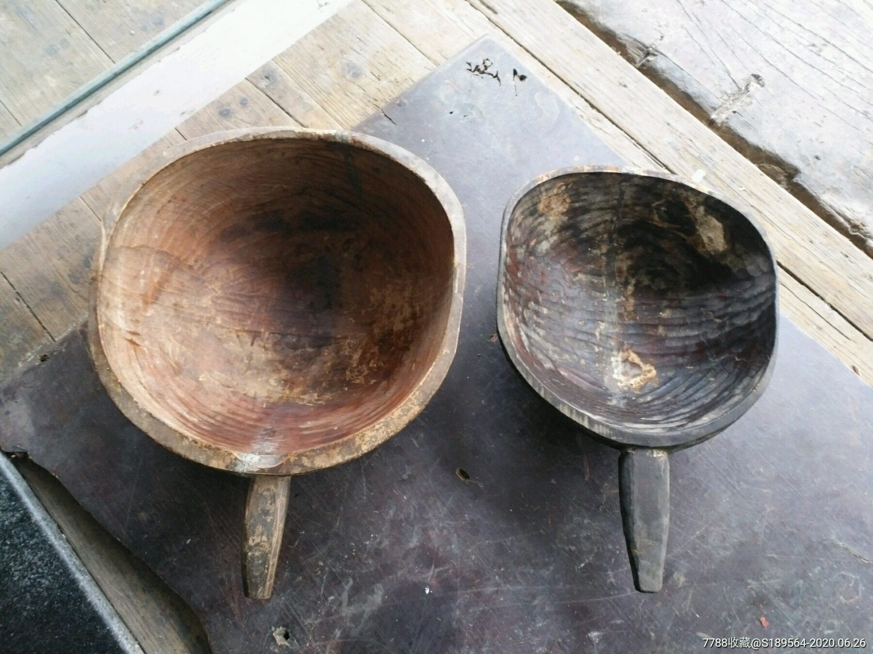 清代整木挖木瓢2个