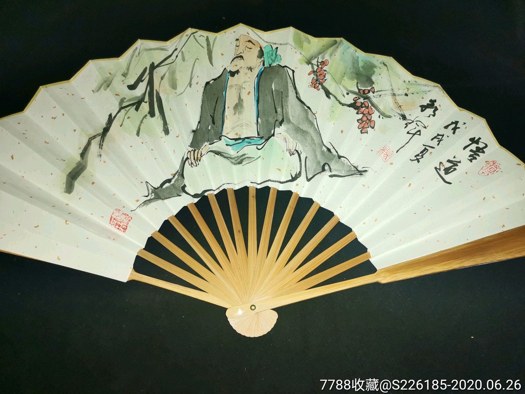 著名画家杨朝辉老师的10寸人物纸扇悟道