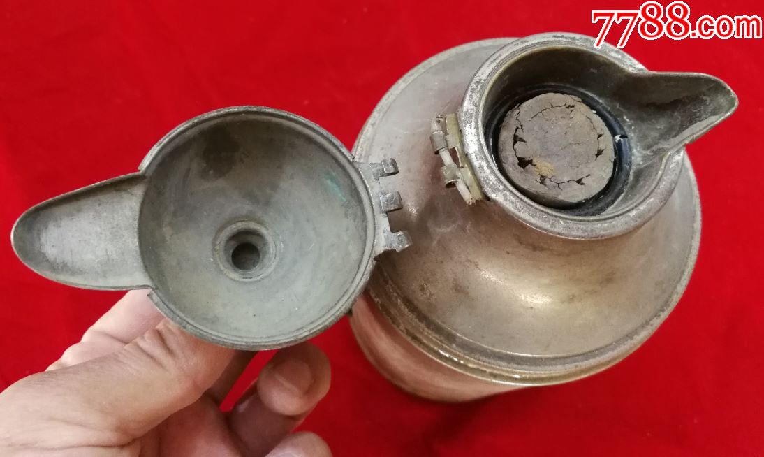 特价民国带花鸟图全铜暖水瓶暖壶保温壶包老保真少见品种带英文