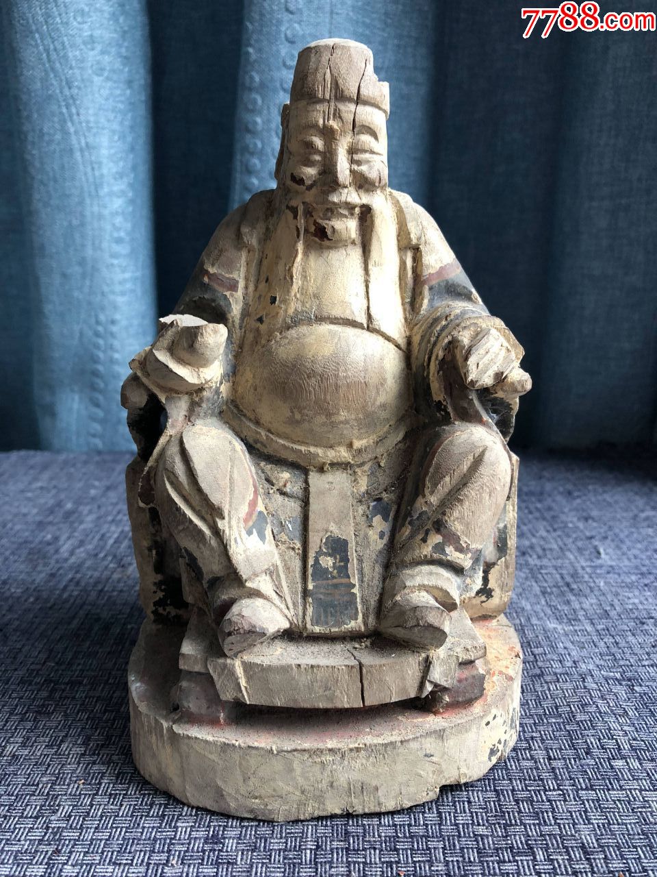 8.5品￥30099老木雕·神像老木雕金漆木雕摆件镇纸棋