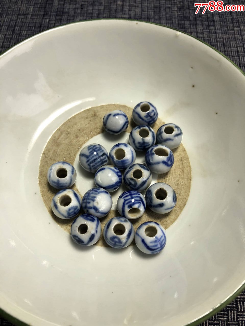 清代老瓷珠17颗