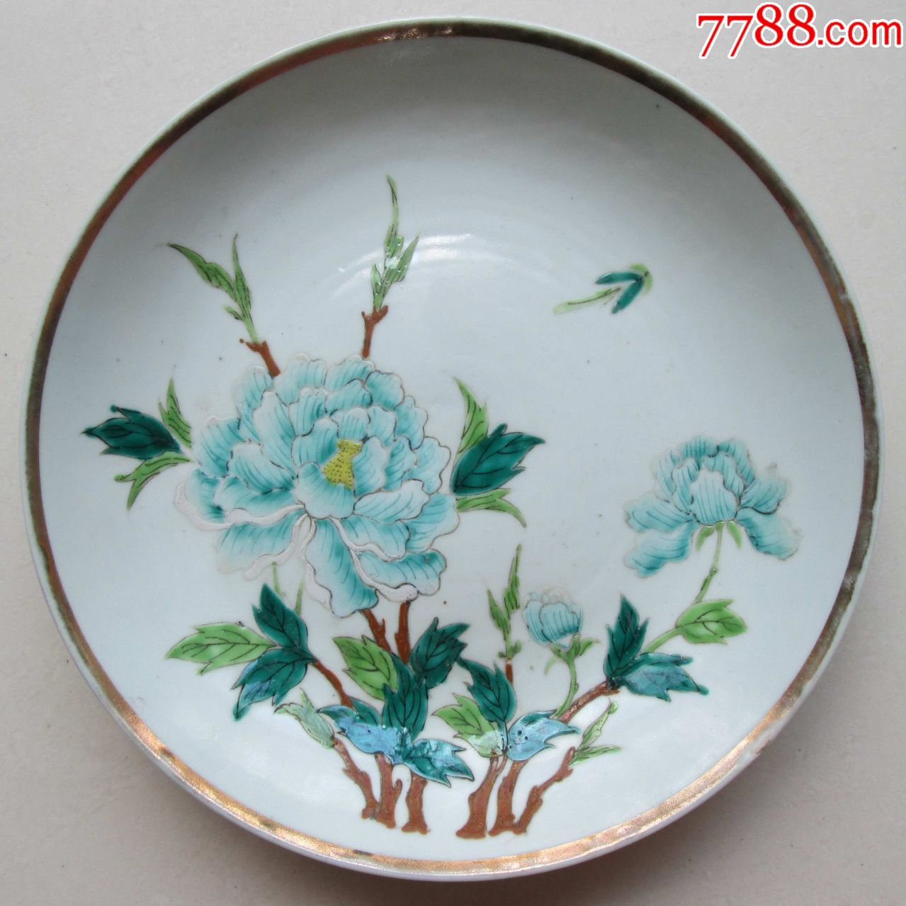 227厘米民国江西景德镇小桥上余新发造粉彩牡丹盘