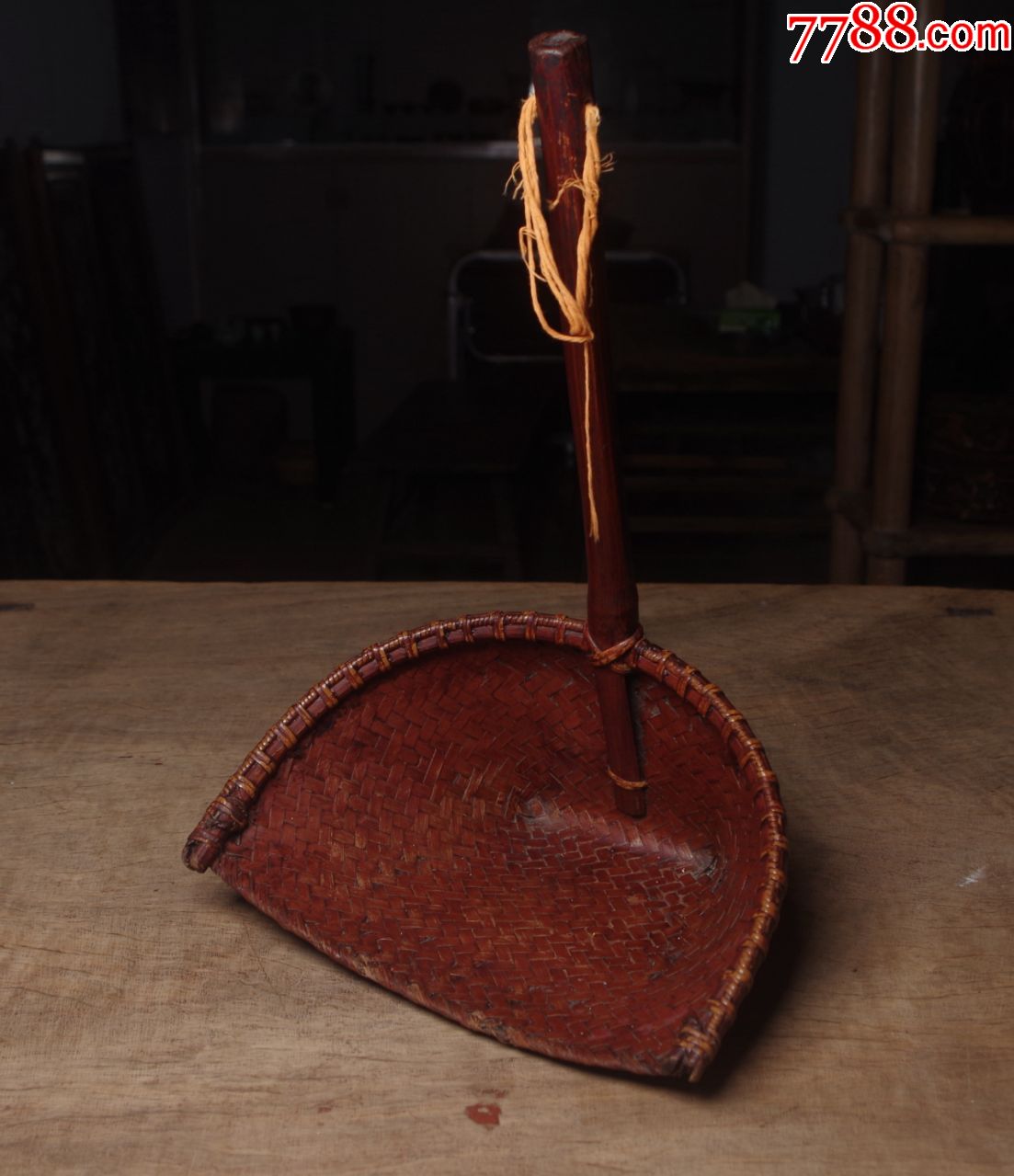 晚清民国竹编小畚箕老竹编竹器文房茶室专用