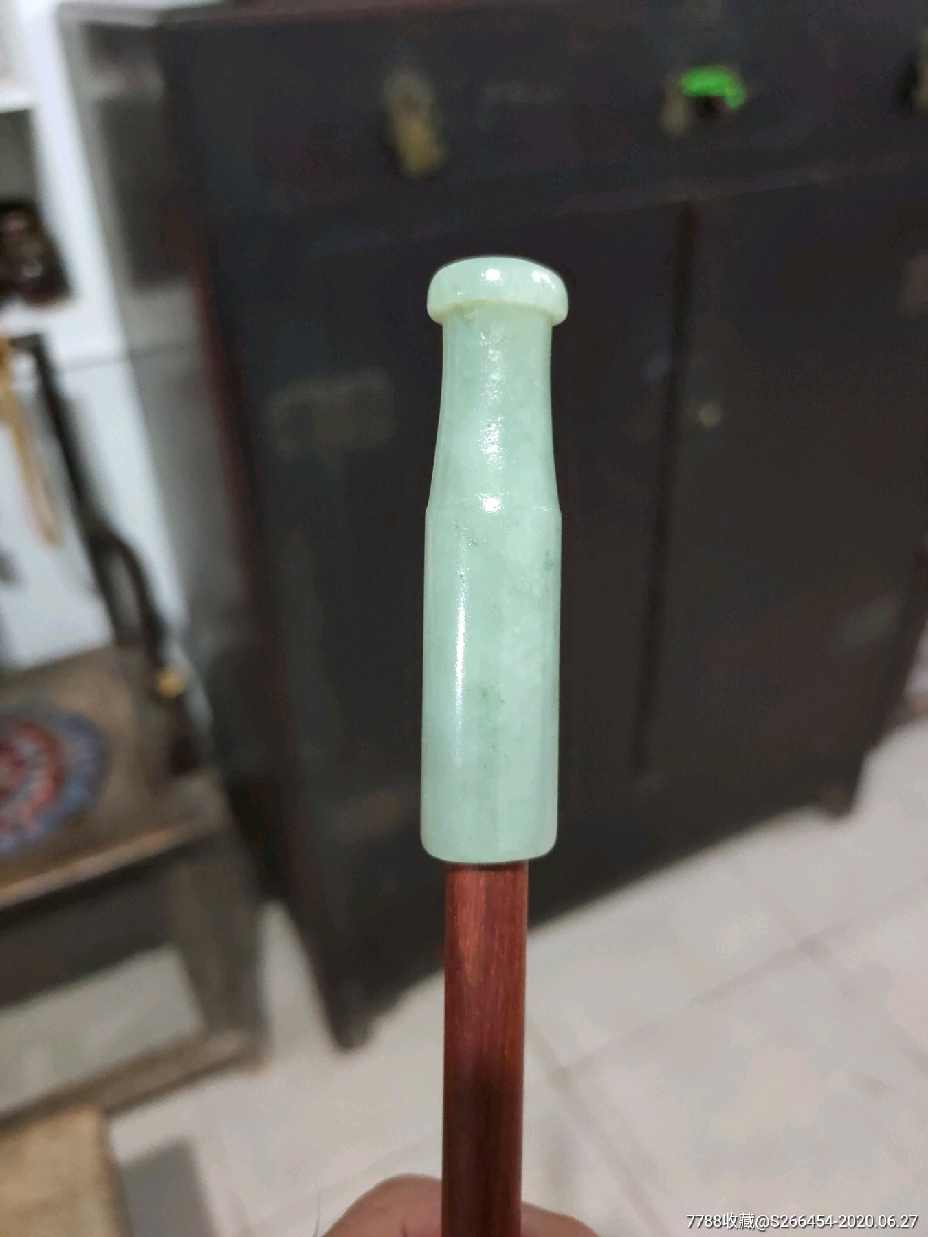 清代和田玉老烟袋一杆