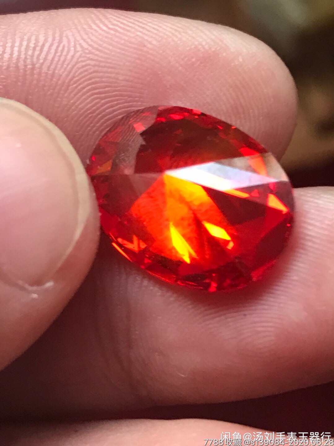 天然红宝石红锆石戒指面,包真