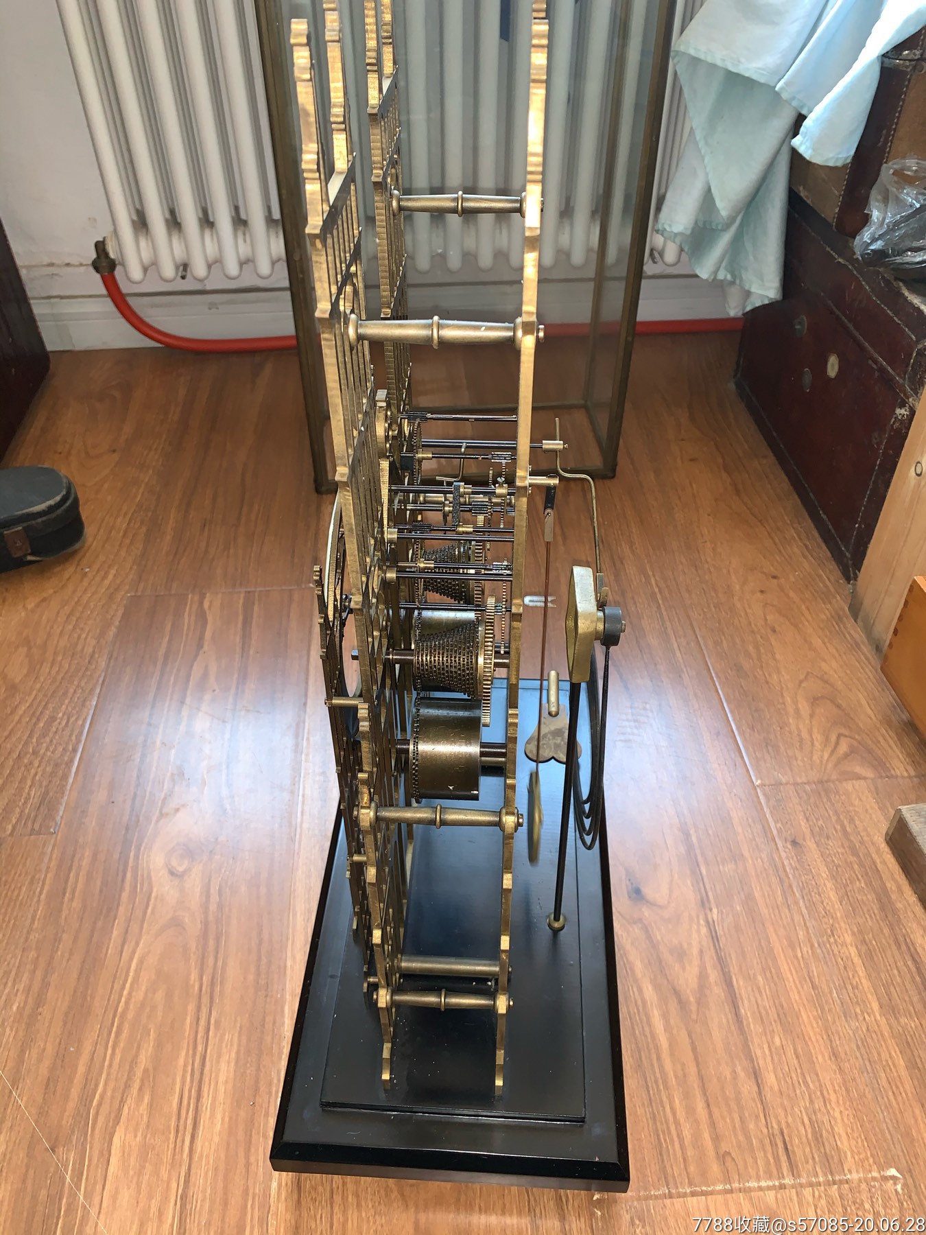 少见全铜芝麻链大座钟(配件钟-走时好用-响闹不好用)-座钟/落地钟