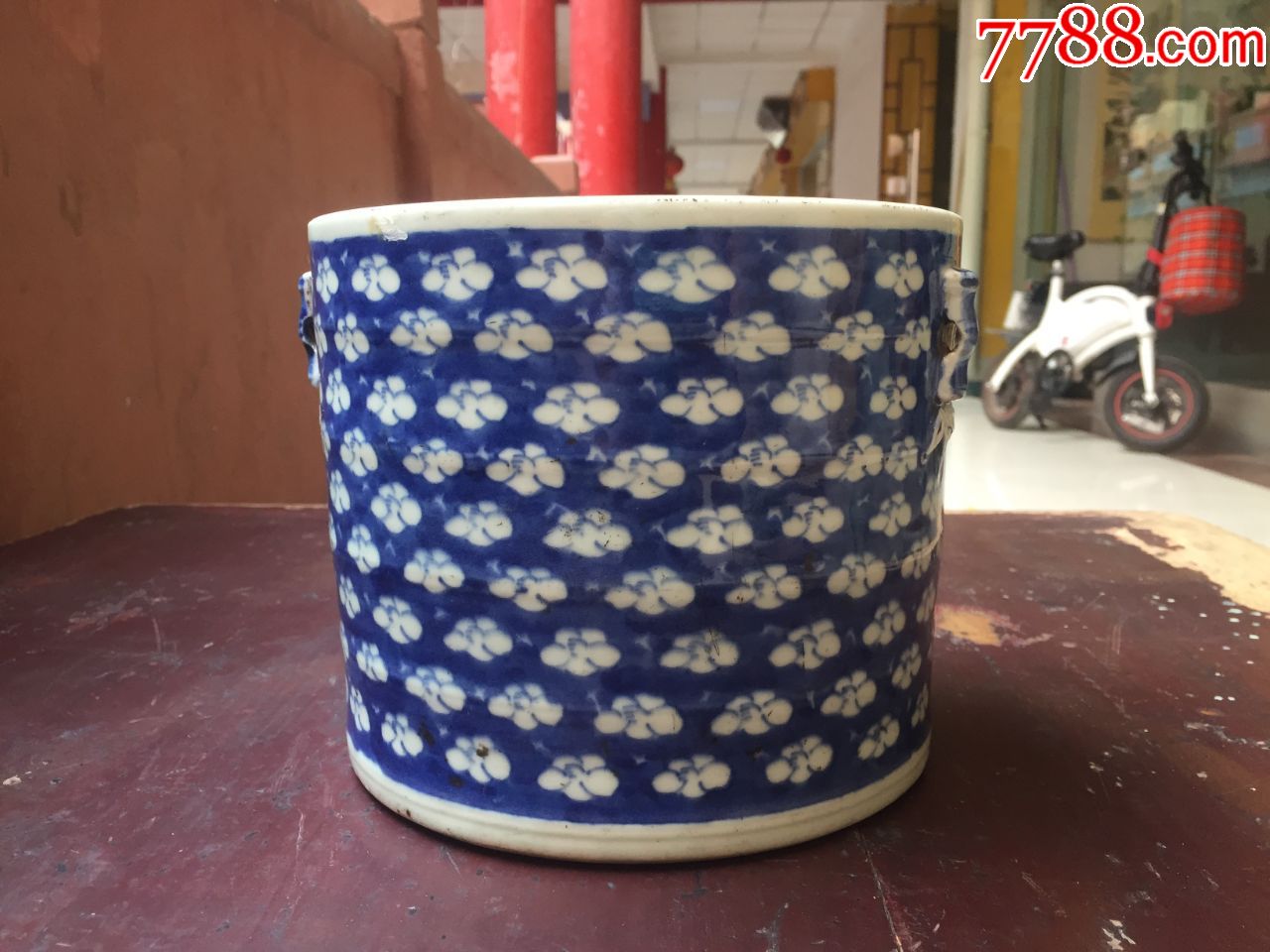 清代青花竹节笔海笔筒