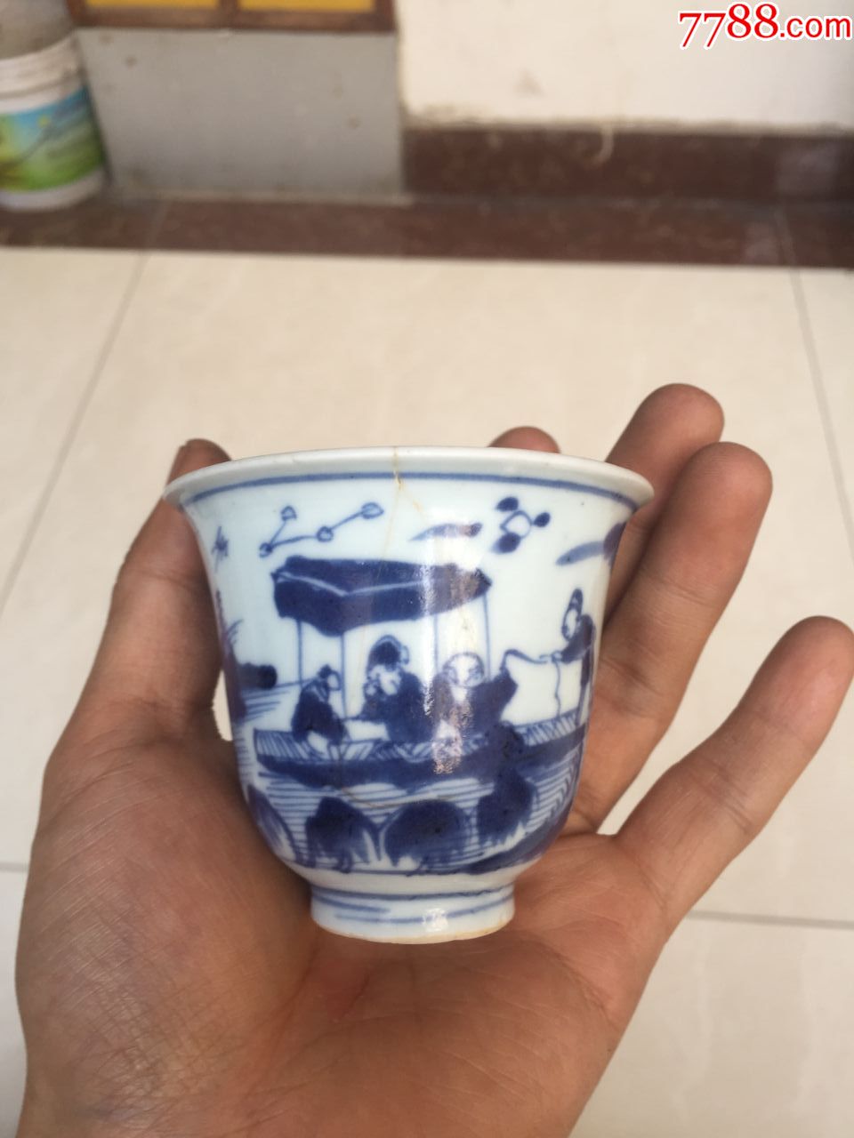 清代青花人物酒杯,青花瓷_第1张_7788青花瓷收藏