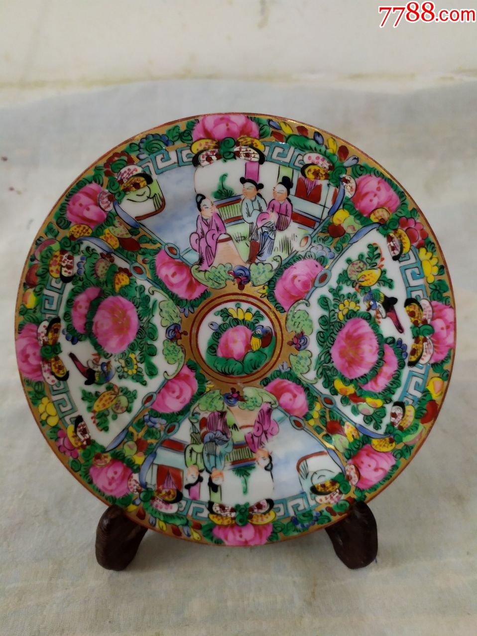 5911全品民国人物花鸟纹广彩盘