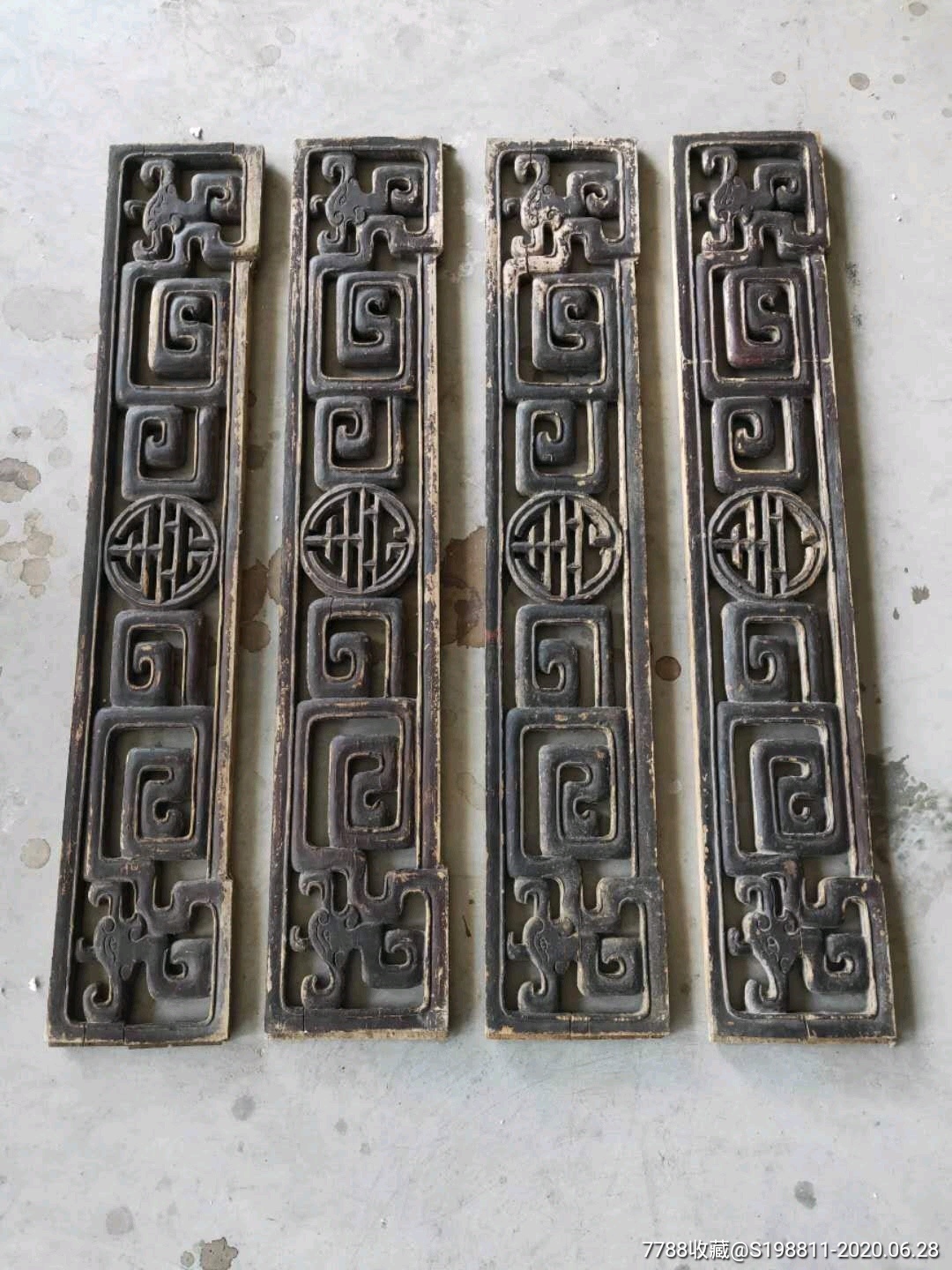 清代老花板一组透雕草龙纯手工保存完好