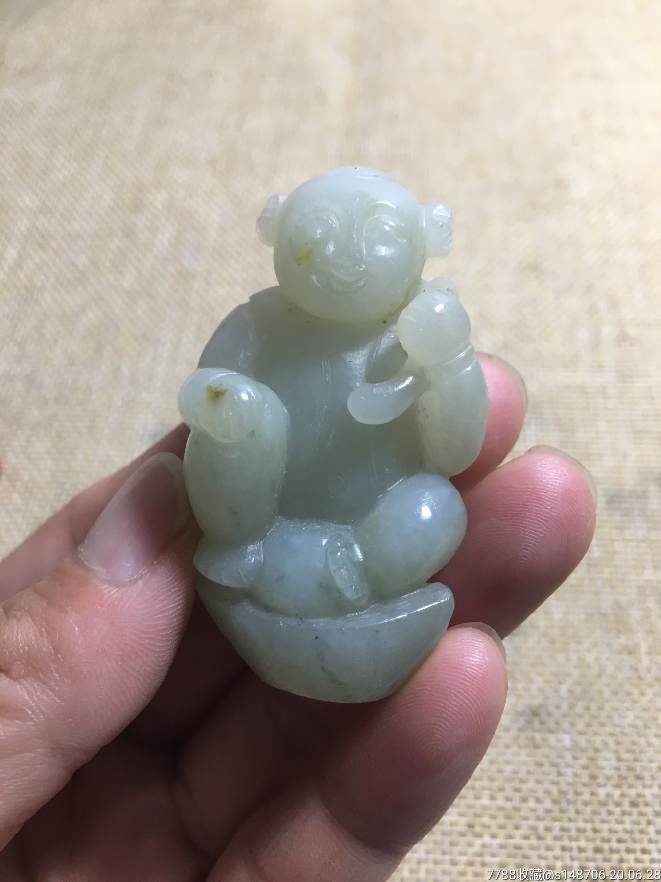 旧藏和田玉籽料招财童子